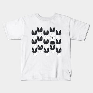 Black and White Cat Pattern Kids T-Shirt